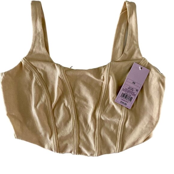 Wild Fable Beige Corset Style Crop Top XS NEW NWT - Picture 1 of 6